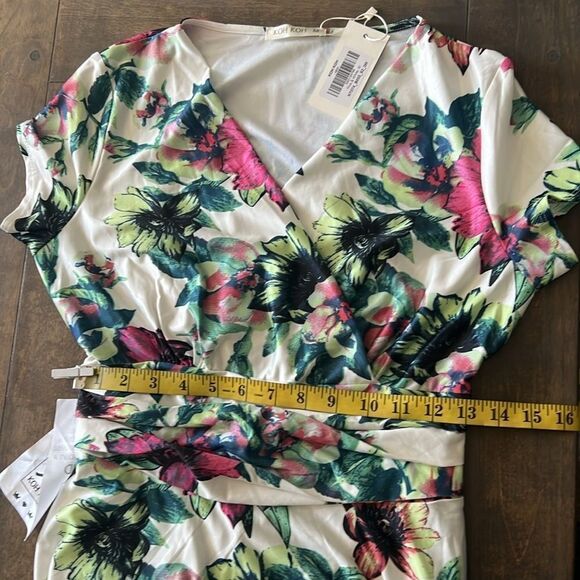 KOH KOH Summer V Neck Long Cap Sleeve Maxi Floral Dress - Picture 12 of 13